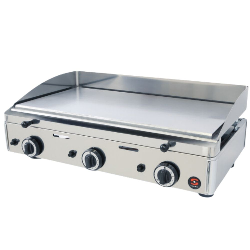 Plancha de Gas | Cromo Duro | 760x400 mm | 8700 W | 3 Quemadores | SPC-801