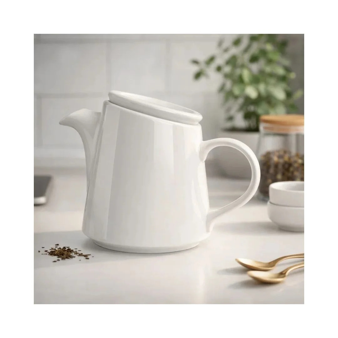 Tetera de porcelana blanca Bevel 40 cl | 4 uds