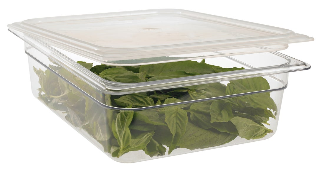 Cubeta GN 1/2 de policarbonato transparente 26.5 x 32.5 x10 cm Capacidad 5.9 L CAMBRO 24CW-135
