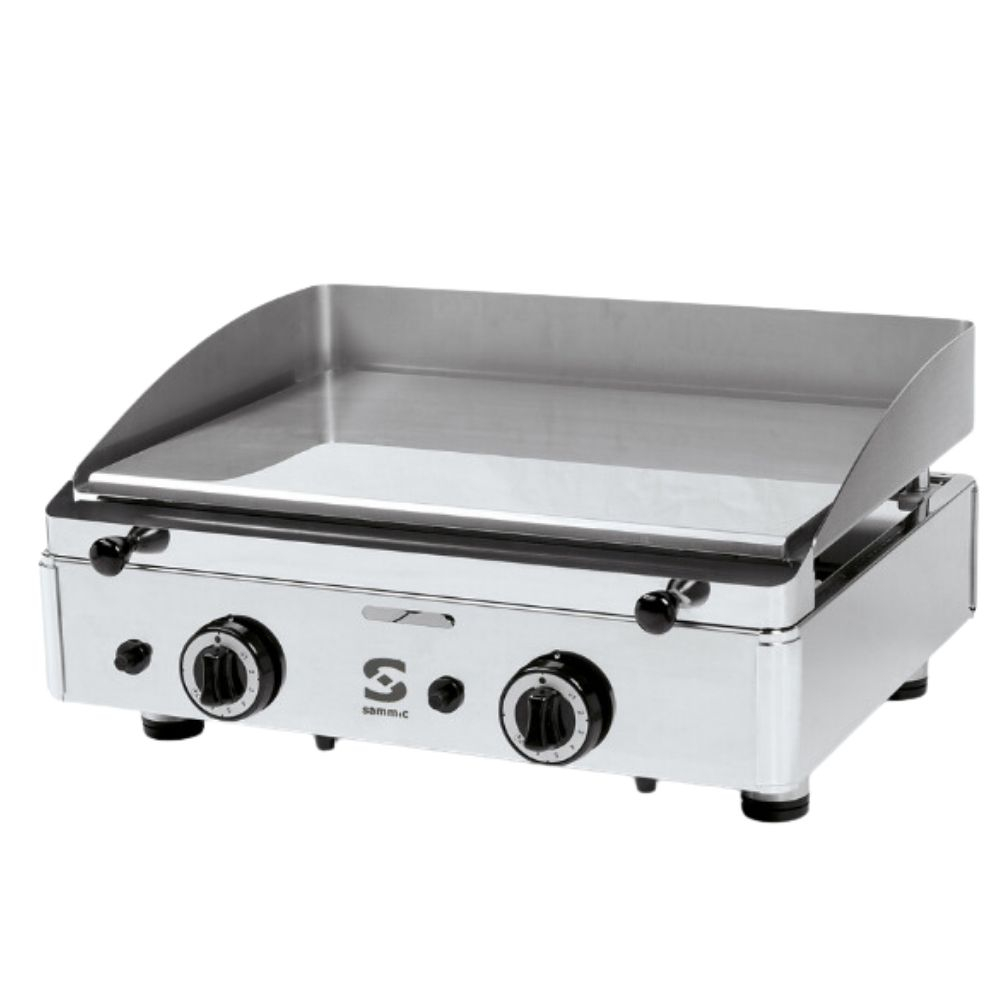 Plancha de Gas | Cromo Duro | 560x400 mm | 5800 W | 2 Quemadores | SPC-601
